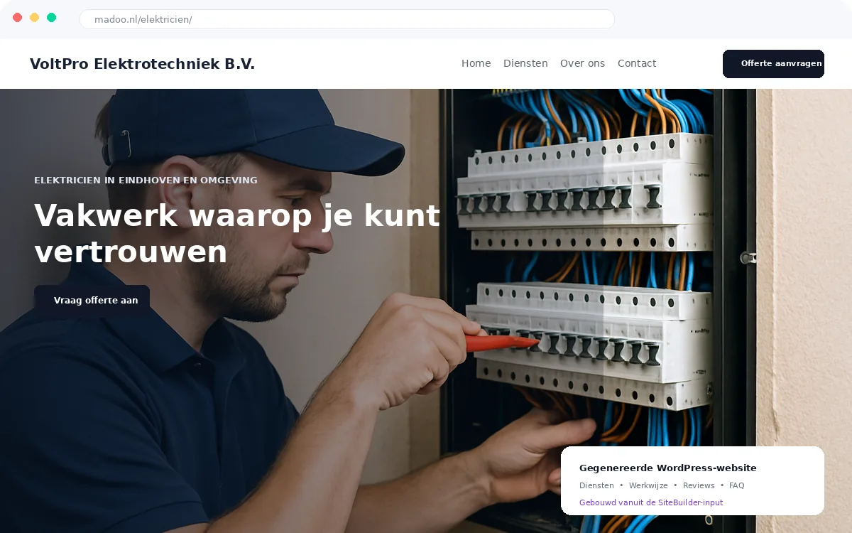 Preview van VoltPro Elektrotechniek B.V., gegenereerd met Nexivo